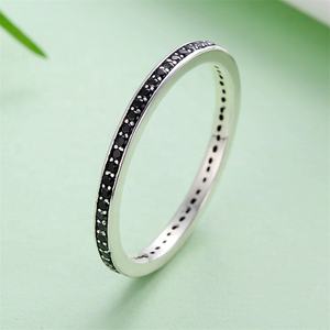 You chuang neue schwarze Stein klassische Versprechen Ehering Silber Bulk Luxus Schmuck Frauen minimalist ischen nicht trüben Zirkon Ringe - Product Image 3