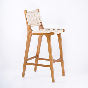 Commercia屋内家具北ヨーロッパハイカウンターウッドレトロロープ籐バースツール - Product Image 2