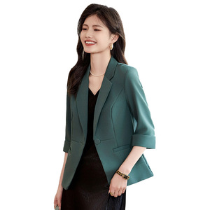 Women's 3/4 Sleeve Blazer Solid Color Polyester Anti-Wrinkle Short Fit For Petite Women Spring Autumn Style - Product Image 5