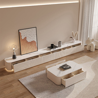 Meuble TV et Table Basse de Salon de Luxe Moderne de Haute Qualité, Meuble TV Blanc en Bois pour la Maison