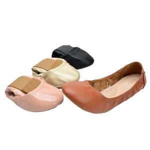 Comode <span class=keywords><strong>Ballerine</strong></span> Pieghevoli a Punta Chiusa in Pelle Verniciata PU Dorata per Donna, Primavera-Estate - Product Image 3