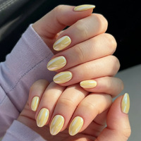 Faux ongles à presser réutilisables en ABS, style INS, courts, en forme d'amande, couleur unie, électroplaqués, vente en gros