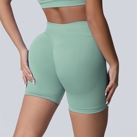 Celana Yoga High Waist Seamless Eropa dan Amerika, Celana Fitness Wanita Penyangga Perut, Pakaian Luar Lari, Bahan Spandex/Nylon, Sudah Dicuci