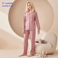 Yeni tasarım sıcak satış rahat kadınlar uzun kollu pijama yumuşak Modal pijama seti