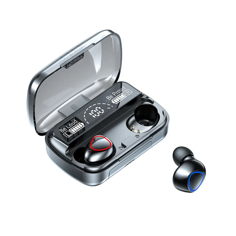 M10 headphone Bluetooth 5.3 TWS, earbud nirkabel dengan pengurang kebisingan, alat bantu dengar bermain game