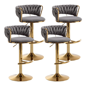 Màu be vàng Phân Bộ của 4 truy cập chiều cao thanh phân với thấp trở lại xoay PU da thanh phân cho nhà bếp đảo <span class=keywords><strong>bar</strong></span> quán rượu - Product Image 2