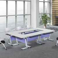 Bureaux de bureau modernes, mobilier de poste de travail, formation du personnel de l'entreprise, table de réunion pliable réglable sur roulettes, mobile