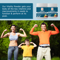 Multivitaminepoeder met vitamine C, mineralen, enzymen, fruitpunch smaak, natuurlijk gearomatiseerd, verhoogt natuurlijke energie, immuunondersteuning