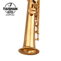Taishan Brand Wholesale Chinese Bb Soprano Saxophone with Brass Head Gold Lacquer Finish Performance Ready Includes Case