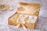 Boîte à parfum magnétique en papier rose, élégante et luxueuse, avec un sens de cérémonie, impression et emballage recyclables, avec logo en feuille d'or