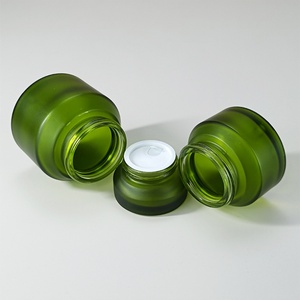 15g 30g 50g 100g Slant Glass Jar Inclined Slope Shoulder Cream Container Cosmetics Empty Matte Frosted Green Glass Cream Jar - Product Image 4