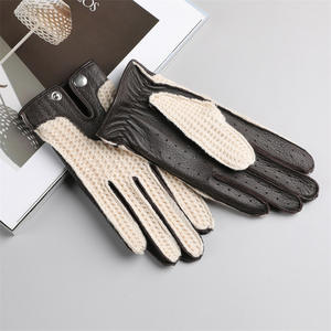 Gants d'équitation vintage en cuir pour <span class=keywords><strong>homme</strong></span>, personnalisables, avec maille tricotée au crochet, pour la vie quotidienne, le cyclisme, le cross et la conduite - Product Image 3