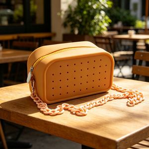 Unisex DIY Hole Water Resistant <b>Large</b> Capacity Coin Purse Fashion Zipper Silicone <b>Makeup</b> <b>Bag</b> With a Hanging Rope - Product Image 1