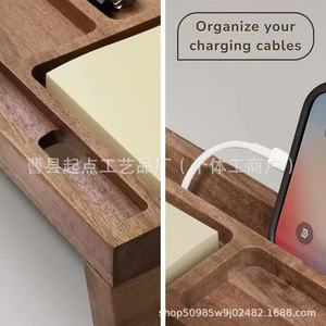 Organisateur de bureau en bois rectangulaire minimaliste, support de rangement pour ordinateur de bureau et espace de travail à domicile - Product Image 3