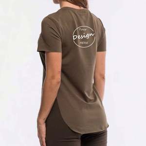 T-shirts en gros formels et écologiques à col rond, personnalisés, de haute qualité, à ourlet incurvé, pour l'été, avec impression sérigraphiée, unis - Product Image 5