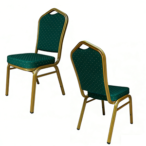 Cadeira de Jantar Empilhável Haofa com Pernas de Metal e Assento de Espuma nas Cores Vermelho, Preto e Verde para Uso em Apartamentos/Villas, Design Moderno para Casamentos e Banquetes - Product Image 1