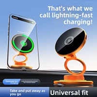 Support magnétique pour téléphone portable en aluminium avec charge sans fil, pliable et rotatif, pour lit et bureau