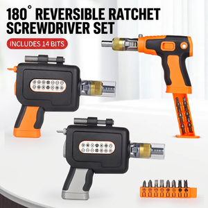 Ratcheting <b>Screwdriver</b> Set 14 Bits Interchangeable Bit Dual Direction 180 Degree Home Auto Repair Tool - Product Image 1
