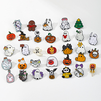 Badge en métal moulé sous pression, motif dessin animé, drôle, pour Halloween (Citrouille, Pin, Jack, Sally) et Noël, Nouvel An Chinois, vente en gros