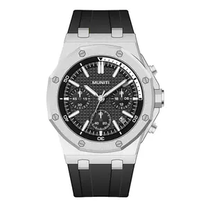 OEM 9005นาฬิกาผู้ชายมัลติฟังก์ชั่โครโนกราฟซิลิโคนวงนาฬิกาที่กำหนดเองการออกแบบฟรี3ATM กันน้ำนาฬิกาข้อมือผู้ชาย