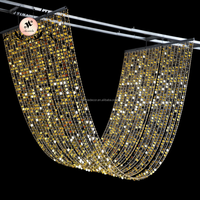 ANNIELU Rideau de luxe à sequins argentés et perles, pour décoration de plafond, toile de fond de mariage, réception, anniversaire, événement, scène