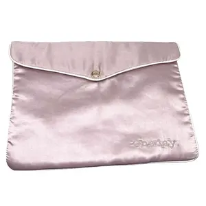 Custom Logo Thickened Satin Envelope Flap Bag Gift Wrap Hair Wig Large Silk Bag Satin Zipper Bag