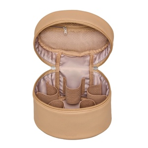 Estuche de <span class=keywords><strong>Maquillaje</strong></span> Profesional de Lujo Personalizado en Cuero PU, Organizador de Cosméticos en Forma de Cilindro Redondo con Porta <span class=keywords><strong>Brochas</strong></span> para Artistas - Product Image 2