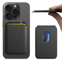 Dompet magnetik Kulit RFID kustom pemegang kartu ponsel ramping baru dengan penutup magnetis terbuka panjang pendek