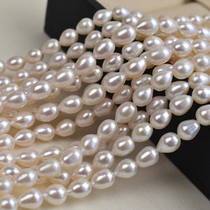 Perles de riz en forme de goutte d'eau non cœlériées en perles d'eau douce naturelles blanches de 6 mm, perles en vrac pour la fabrication de bijoux faits main, matériel/fil de 39 cm - Product Image 3