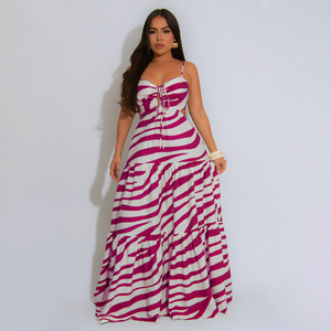 Vestido Largo Casual <span class=keywords><strong>de</strong></span> Verano para <span class=keywords><strong>Mujer</strong></span>, Diseño Moderno, Estampado Floral, Sin Tirantes, Cintura Natural, para Uso Diario - Product Image 2