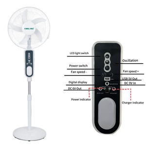 Ventilador de Pie Recargable Solar con Motor sin Escobillas de 16 Pulgadas, Batería de Litio, Refrigeración Silenciosa para Hogar, Exteriores y Hotel KL-8016H Recargable - Product Image 1