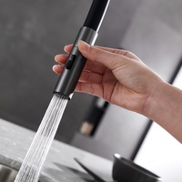 Robinet de cuisine moderne chromé en promotion avec flexible en silicone noir extractible, mitigeur d'évier de cuisine à poser sur comptoir en laiton