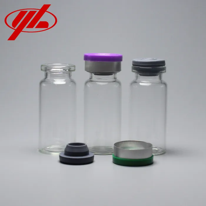 Özelleştirilmiş 10ml açık USP tip I nötr farmasötik kıvrım üst boru biçimli cam şişe kapaklı