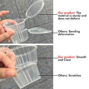 أكواب صلصة بلاستيكية صغيرة جدًا يمكن التخلص منها من VVG بالجملة، مصنوعة من البولي بروبيلين، بأحجام 0.75 أونصة، 1 أونصة، 1.5 أونصة، 2 أونصة، 2.5 أونصة، 3.25 أونصة، 4 أونصة، 5.5 أونصة، مع غطاء - Product Image 4