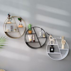 Modern Hexagon/Circular <b>Floating</b> Shelf Decorative Wall-Mounted Display Rack (Iron Frame) - Product Image 3