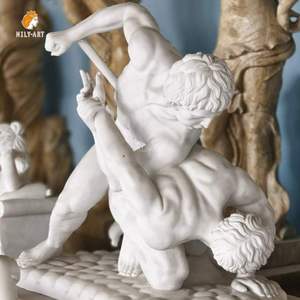 Estatua de Mármol Tallada a Mano de Hércules y Anteaus, Escultura de Luchadores, Diseño Clásico, en Venta, MILY - Product Image 1
