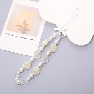 <span class=keywords><strong>Perle</strong></span> Téléphone Chaîne Petite Fleur <span class=keywords><strong>Pendentif</strong></span> Sangle Téléphone Cas Perlé Suspendu Ornement Arc Porte-clés Téléphone Accessoires En Gros - Product Image 4