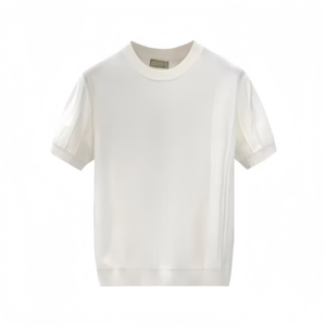 T-<span class=keywords><strong>shirt</strong></span> uni à manches courtes en soie glacée tricotée fine pour <span class=keywords><strong>homme</strong></span>, 180 grammes, collection été 2026 - Product Image 6