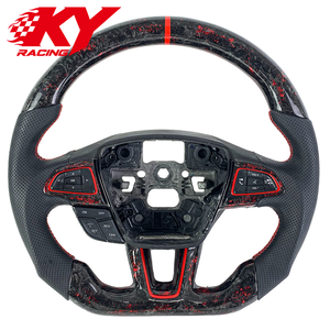 Volant sport racing personnalisé en cuir et fibre de carbone forgée rouge, compatible avec Ford Focus MK3 ST/RS/Active/ST Line - Product Image 1