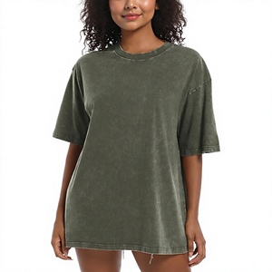 T-shirt surdimensionné pour femme en coton 100% vintage rétro délavé à l'acide, manches courtes, impression sérigraphique, logo personnalisé, 240 grammes - Product Image 3