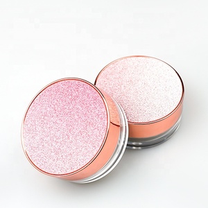 Custom Logo Round Container Empty Loose Powder Jar Shiny Plastic Cosmetics With Sifter