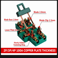 Interruptor de cuchilla de doble lanzamiento 100A, conmutador 2P 3P 4P, 32A-160A, todo cobre y latón, montaje en panel para armario de distribución y generador