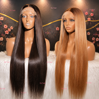 Perruques frontales en dentelle HD 13x4, couleur marron ombré, 200% personnalisées, avec baby hair pré-épilés, sans colle, en cheveux humains Super Double Drawn