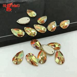 Belle couleur coudre sur cristal strass couleur soleil 17*28mm 3230 forme de goutte pour la fabrication de robes - Product Image 6