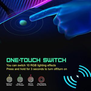 Không dây sạc RGB Chuột chơi game Pad 10W LED Chuột Mat tùy chỉnh Non-Slip máy tính Bàn phím Thảm chơi game PC máy tính xách tay bàn - Product Image 5