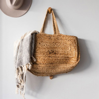 Bolsa de Yute Práctica y Personalizable, Forro Resistente a la Humedad, Asas Acolchadas de Algodón Teñido, Cierre de Cremallera, Diseño Multiusos