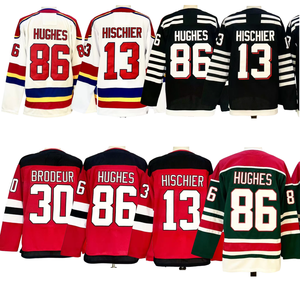 Maillot de hockey Jack Hughes 86 Nico Hischier 13 pour homme, entièrement brodé, uniforme de style NHL - Product Image 1