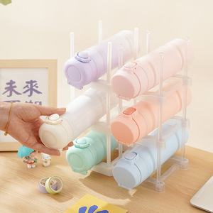 Estante de almacenamiento para vasos aislados, soporte para botellas de agua blanco transparente apilable de 3 capas para organización de gabinetes de cocina en el hogar - Product Image 4