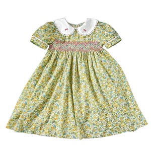 Estate stile europeo 8 anni stile pastorale ragazze ricamo floreale <span class=keywords><strong>vestito</strong></span> con colletto <span class=keywords><strong>Peter</strong></span> <span class=keywords><strong>Pan</strong></span> Smocked a mano - Product Image 1