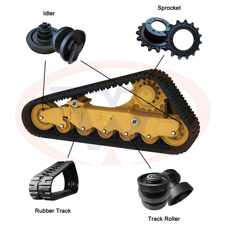 Para carregador de pista compacto svl65, parte inferior do rolo inferior, sprocket, idler frontal, idler, roda traseira, suporte, peças